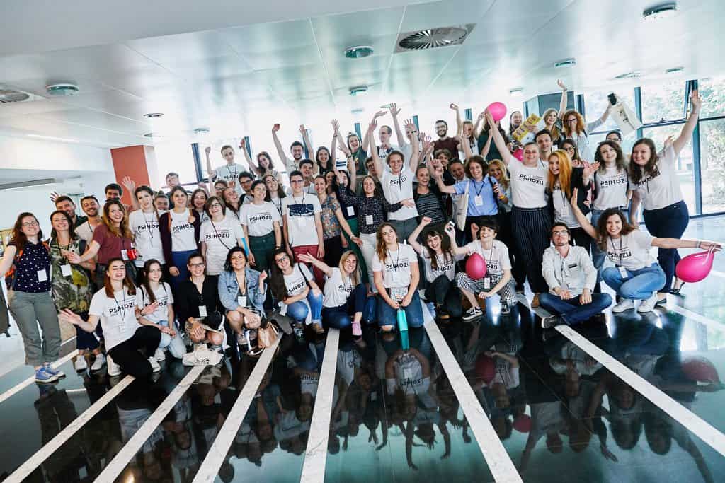 Group of diverse people celebrating at My Blog event.