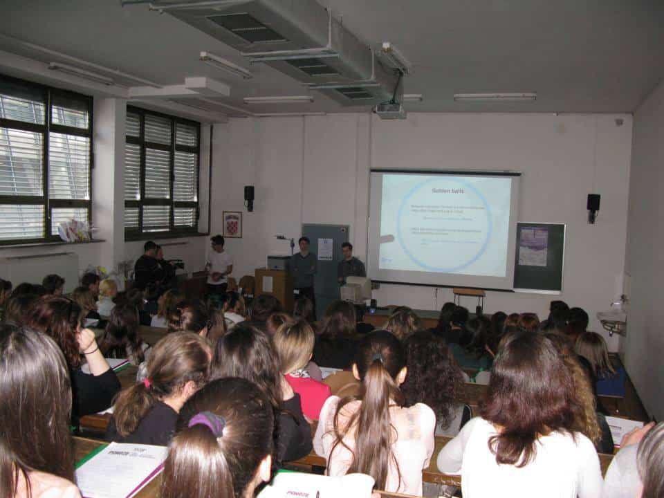 Psychology seminar with students attending a lecture on mental health.
